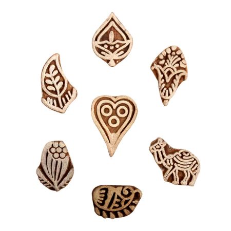 Set of 7 Piece New Mix Wooden Printing Block